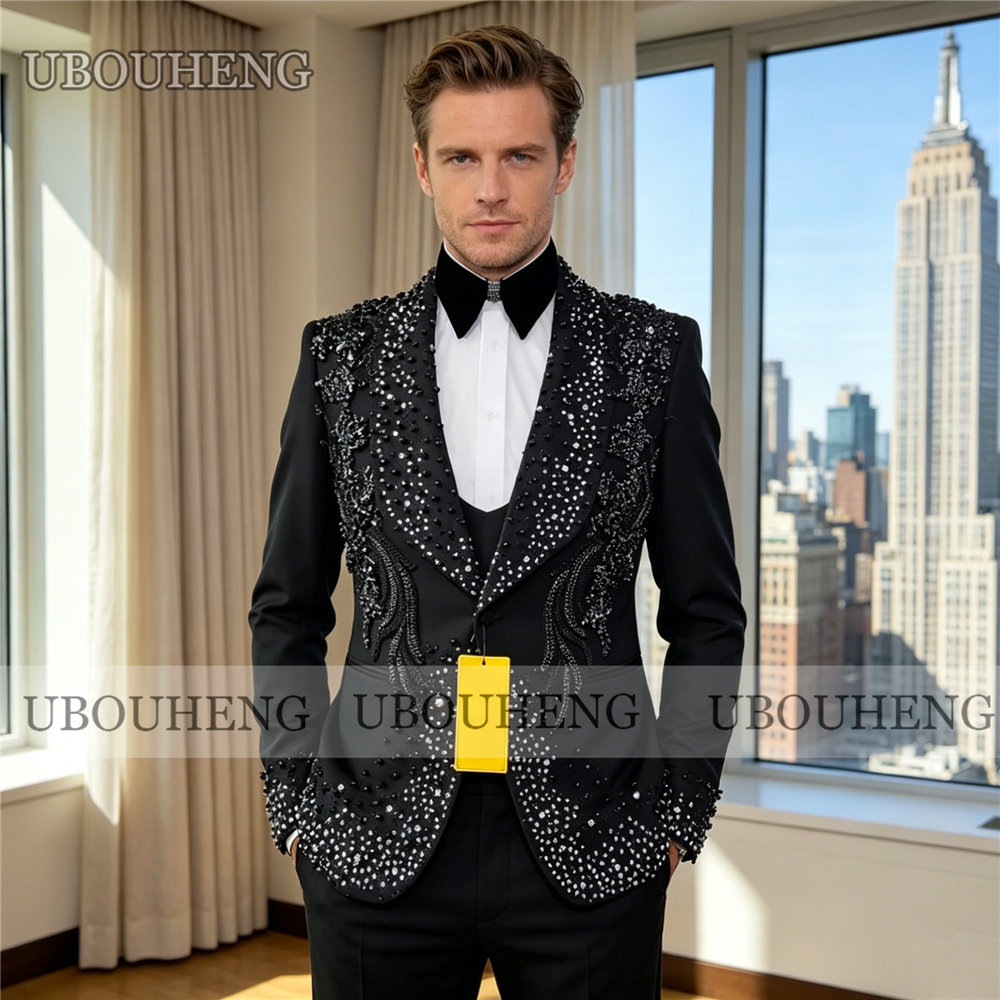 Luxury 3 Piece Men Suit Black  - đánh giá và giá Men Formal Wear Red