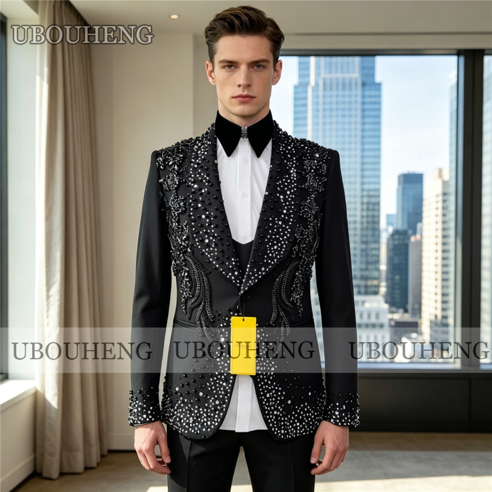 Luxury 3 Piece Men Suit Black  - đánh giá và giá Men Formal Wear Red