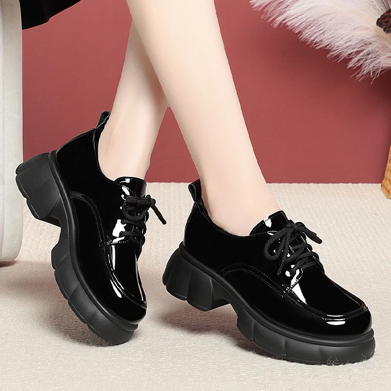 5cm Vintage British Thick Bott - đánh giá và giá Patent Leather Oxford
