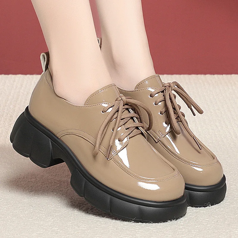 5cm Vintage British Thick Bott - đánh giá và giá Patent Leather Oxford
