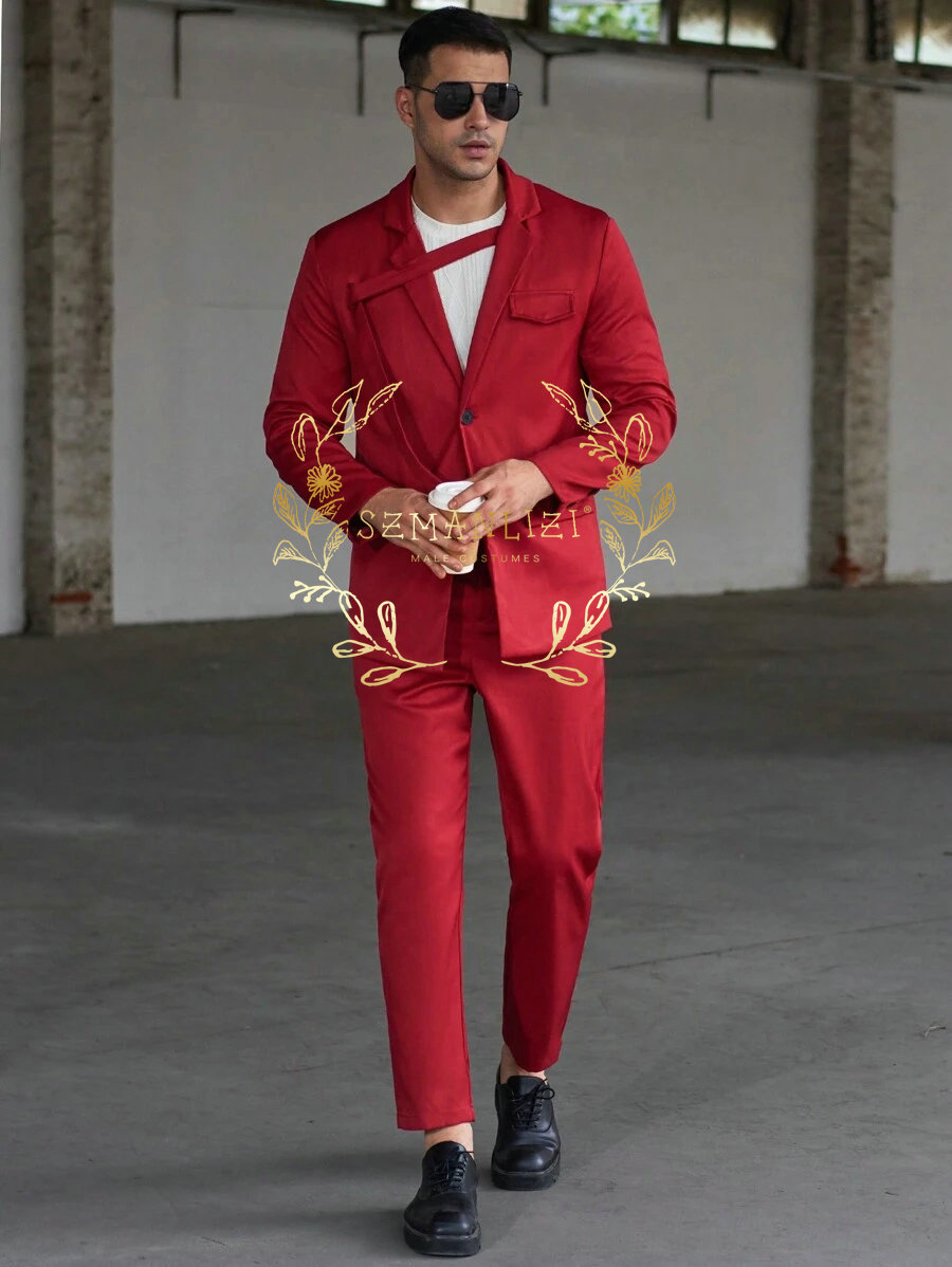 Fashionable Casual Men's Suits - đánh giá và giá Men Formal Wear Red