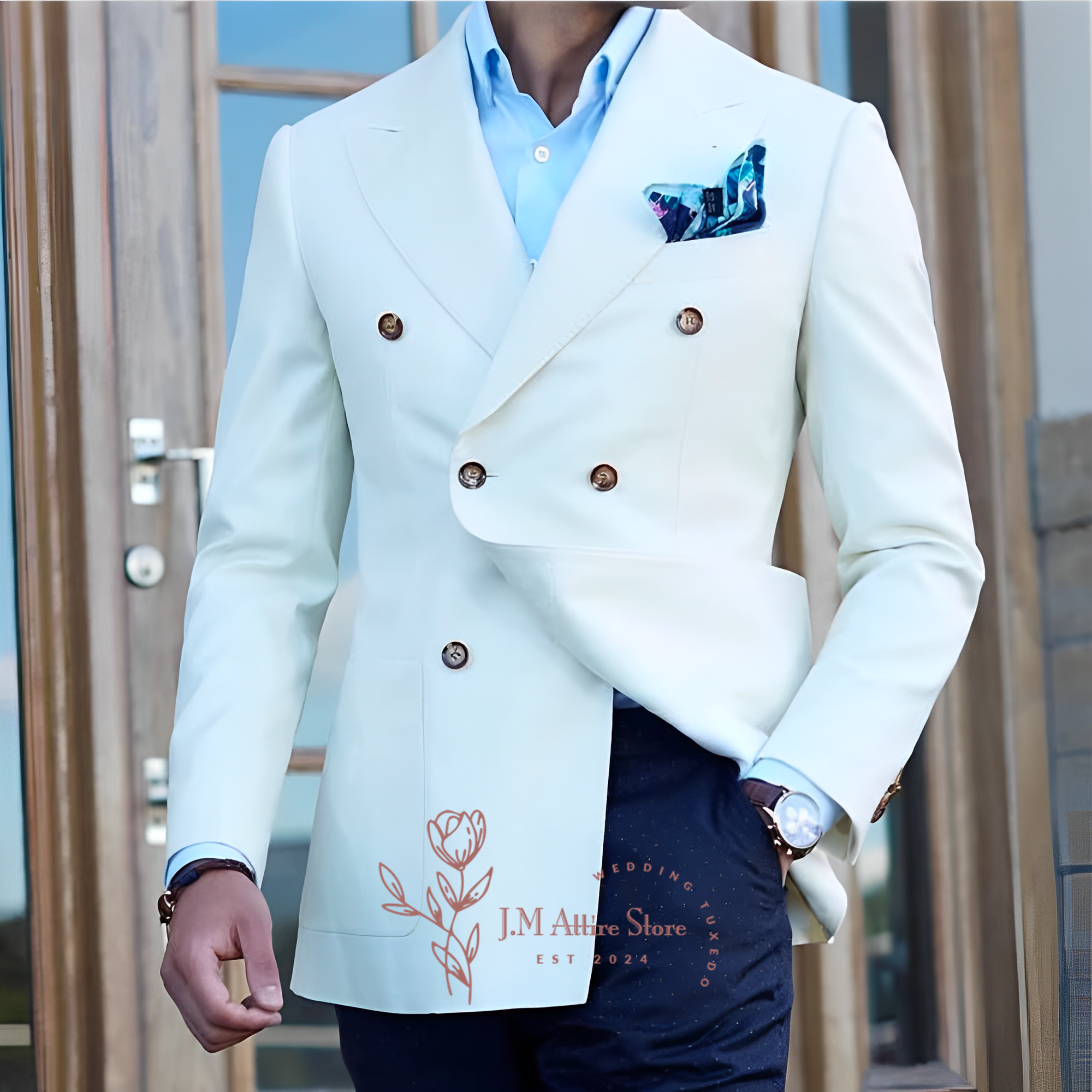 Elegant white men's suit jacke - đánh giá và giá Men Formal Wear For Dinner